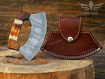 Handmade Damascus Steel Chef Ulu Knife Celtic Knot Handle Camel Bone & Rose Wood Handle Pizza Cutter Kitchen Ulu Knife Anniversary Gift