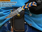 Custom Copper Damascus Pocket Knife Anniversary Gift Outdoor Survival Folding Knife Groomsman Gift Personalized Gift For Men Christmas Gift