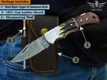 Personalized Handmade Damascus Steel Pocket Knife, Stag Horn and Rose Wood Handle