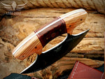 Damascus Ulu Knife: Handmade Celtic Knot Rosewood Handle, Handmade Pizza Cutter Birthday Gift Anniversary Gift