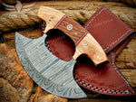 Damascus Ulu Knife: Handmade Celtic Knot Rosewood Handle, Handmade Pizza Cutter Birthday Gift Anniversary Gift