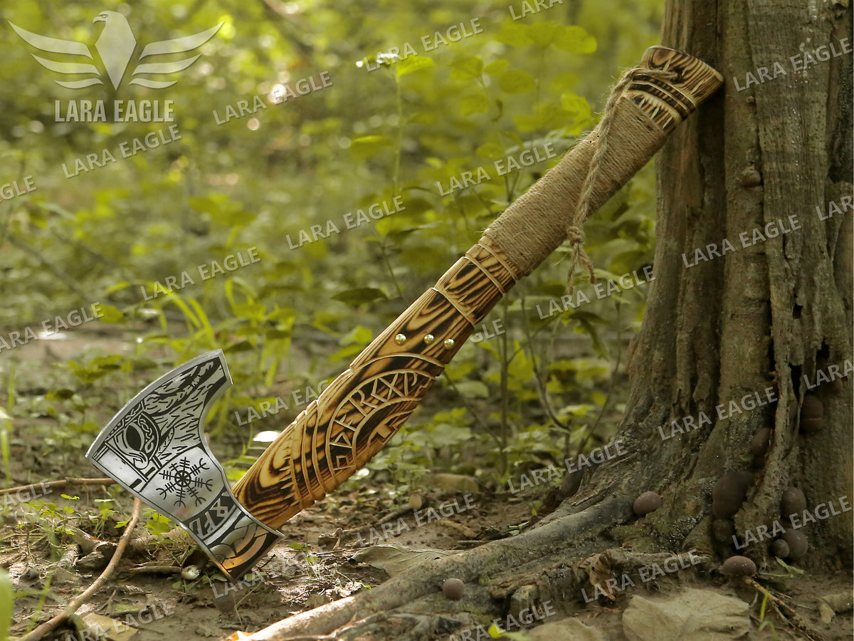 Viking Forged Axe, Hatchet, Hand Forged Carbon Steel Viking Axe, Ragnar, Bearded Axe Personalized Axe Anniversary Gift