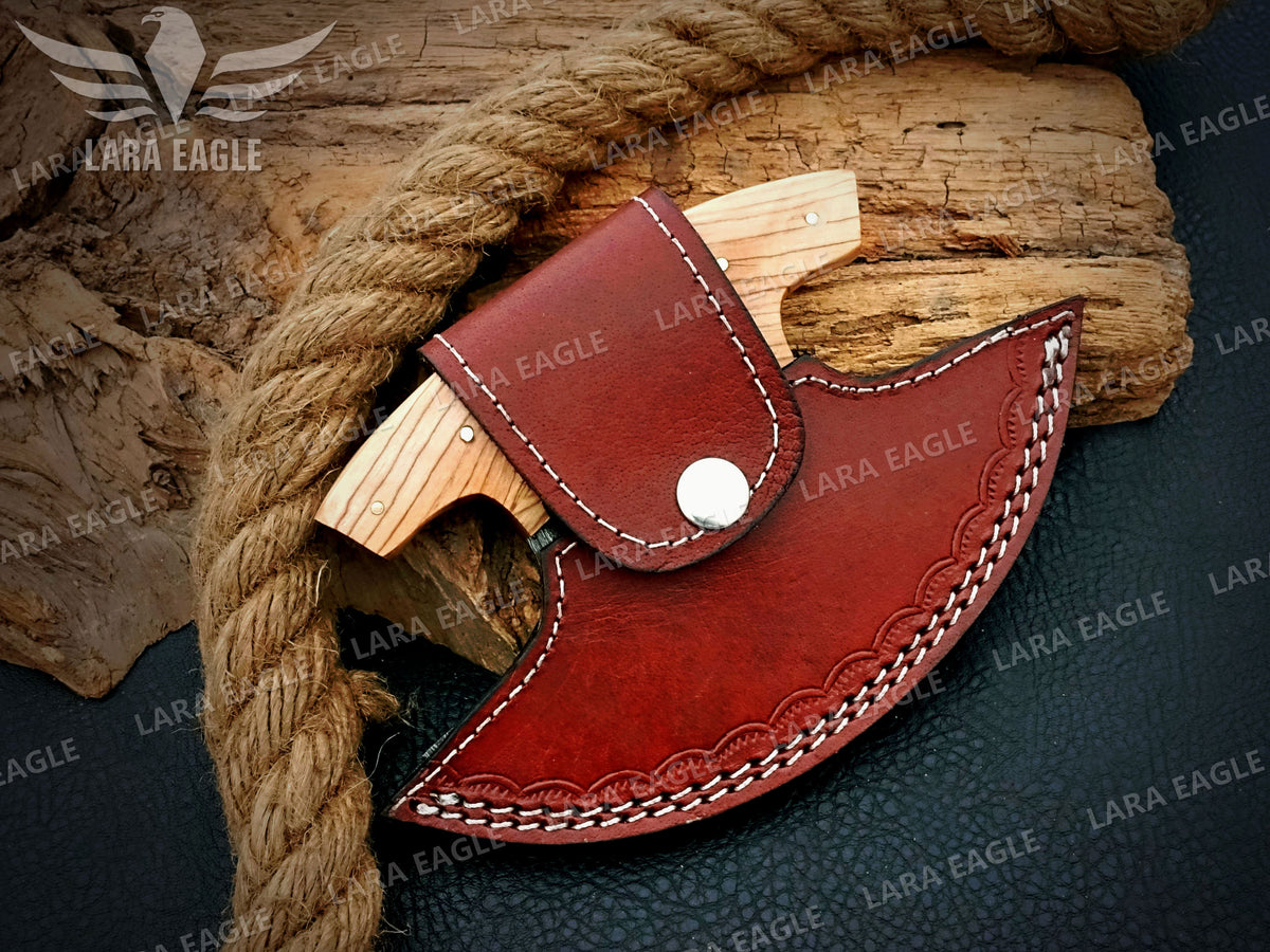 Damascus Ulu Knife: Handmade Celtic Knot Rosewood Handle, Handmade Pizza Cutter Birthday Gift Anniversary Gift