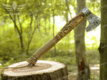Viking Forged Axe, Hatchet, Hand Forged Carbon Steel Viking Axe, Ragnar, Bearded Axe Personalized Axe Anniversary Gift