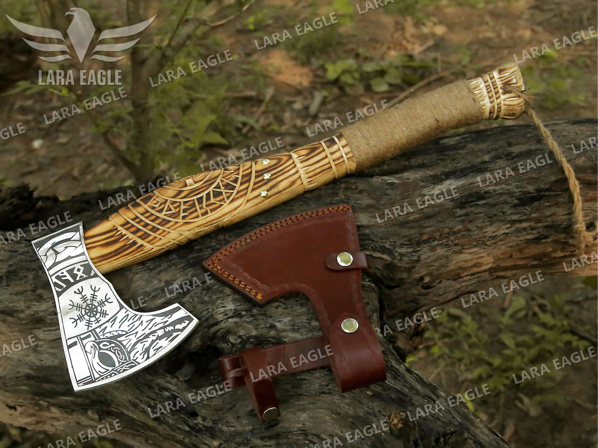 Viking Forged Axe, Hatchet, Hand Forged Carbon Steel Viking Axe, Ragnar, Bearded Axe Personalized Axe Anniversary Gift