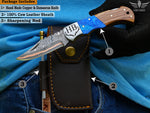 Handmade Copper Damascus Pocket Knife Personalized Folding Knife Groomsman Knife Anniversary Gift for Him Christmas Gift