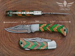 Copper Damascus Folding Knife: Personalized Handmade Pocket Knife for Him Anniversary Groomsman Gift Boyfriend Gift Christmas Gifts