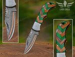 Copper Damascus Folding Knife: Personalized Handmade Pocket Knife for Him Anniversary Groomsman Gift Boyfriend Gift Christmas Gifts