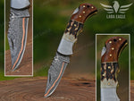 Personalized Copper Damascus Folding Knife: Handmade Anniversary Gift Christmas Gift Birthday Gift For Him
