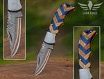 Custom Copper Damascus Pocket Knife Anniversary Gift Outdoor Survival Folding Knife Groomsman Gift Personalized Gift For Men Christmas Gift