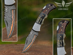 Handmade Copper Damascus Folding Knife Custom Made Pocket Knife Personalized Anniversary Gift for Him Christmas Gifts Groomsman Gift
