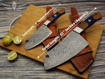Handmade Damascus Steel Chef Cleaver Chopper Full Tang Kitchen Butcher Knife Stabilized Rose Wood & Epoxy Handle Anniversary Gift for Her
