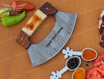 Handmade Damascus Steel Chef Ulu Knife Celtic Knot Handle Camel Bone & Rose Wood Handle Pizza Cutter Kitchen Ulu Knife Anniversary Gift