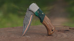 Personalized Handmade Copper Damascus Pocket Knife Olive Wood Handle Copper Forged Blade Father's Day Gift Groomsman Gift Anniversary Gift