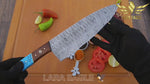 Handmade Damascus Chef Knife Set: Turquoise & Rose Wood Handle Birthday Gift Anniversary Gift