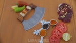Handmade Damascus Steel Chef Ulu Knife Celtic Knot Handle Camel Bone & Rose Wood Handle Pizza Cutter Kitchen Ulu Knife Anniversary Gift