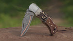 Personalized Copper Damascus Folding Knife: Handmade Anniversary Gift Christmas Gift Birthday Gift For Him