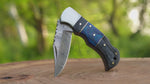 Personalized Damascus Steel Pocket Knife, Handmade Folding Knife, Wooden Handle