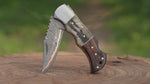 Handmade Copper Damascus Folding Knife Custom Made Pocket Knife Personalized Anniversary Gift for Him Christmas Gifts Groomsman Gift