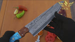 Handcrafted San Mai Damascus Chef Knife Set 5-Piece with Turquoise & Rose Wood Handles Leather Sheath Gift for Anniversary