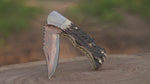 Custom Handmade Copper Damascus Pocket Knife, Personalized Folding Knife, Staghorn, Deer/Antler Handle