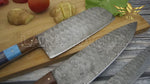 Elegant Damascus Steel Chef Knife Set with Turquoise Gemstone, Rosewood & Pakka Wood Handles, Professional Chef Knife Set, Anniversary Gift